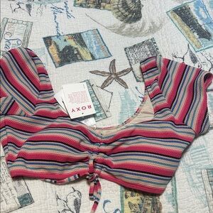 Roxy Pink and Blue Striped Women's swim top